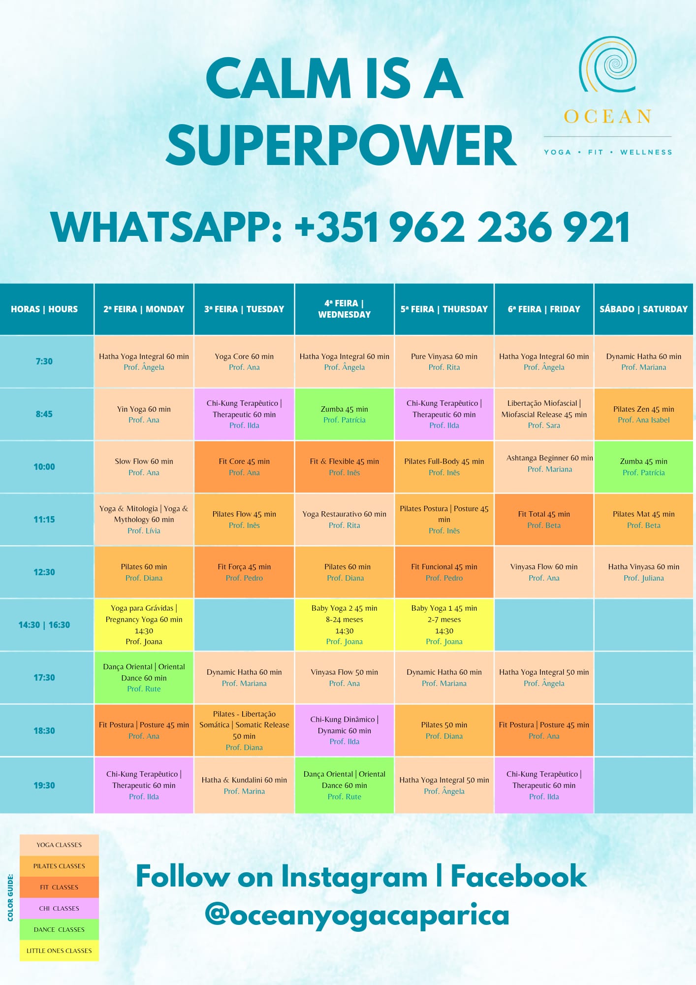 Horario aulas yoga studio