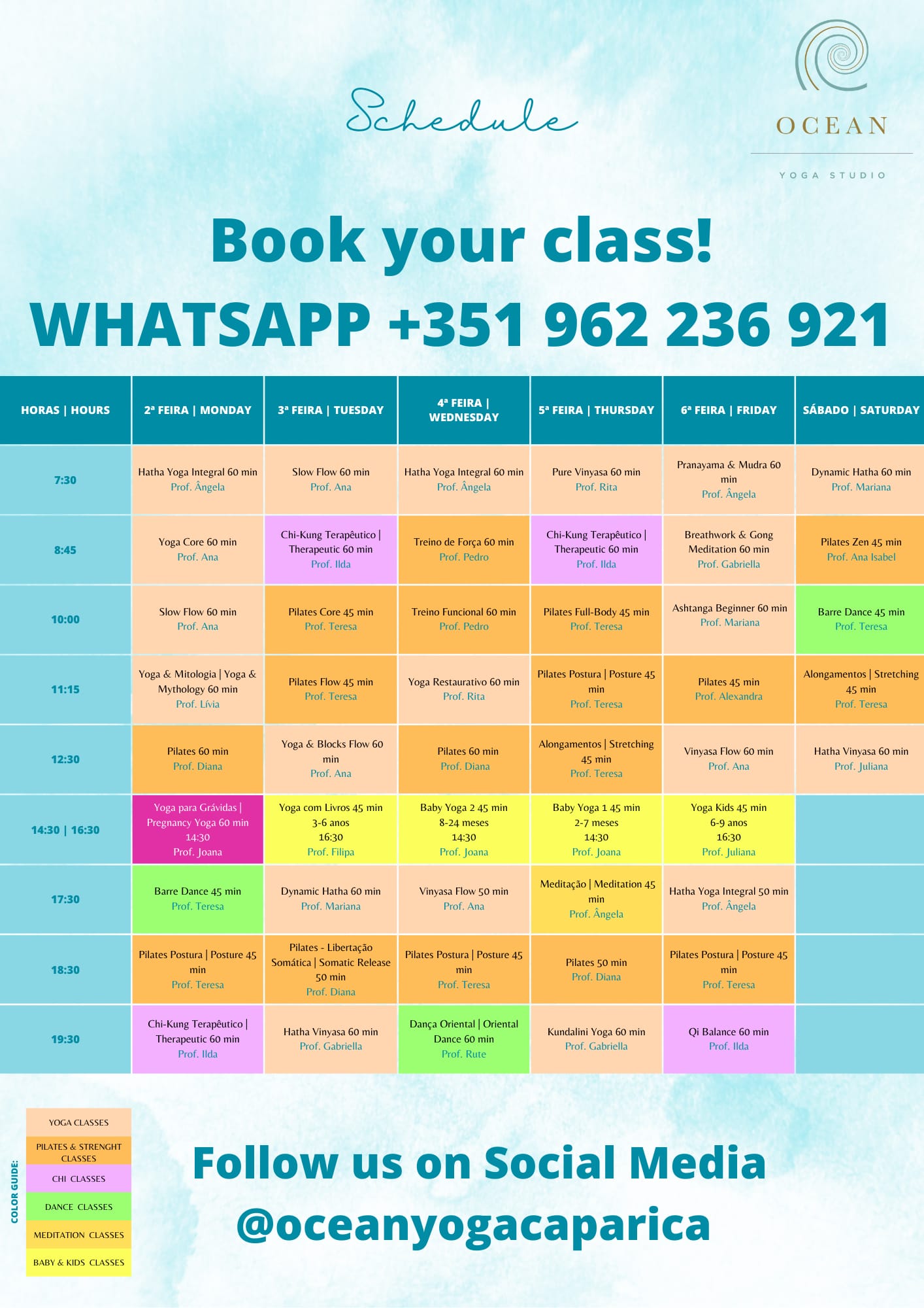 Horario aulas yoga studio